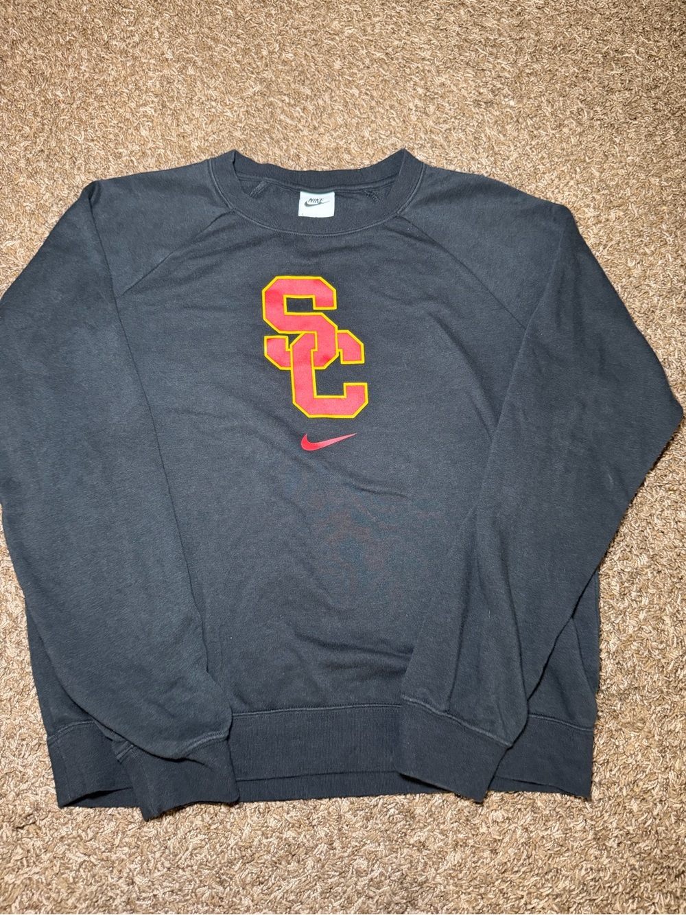 Nike USC Black Crewneck Sweatshirt with Cardinal & Gold Logo